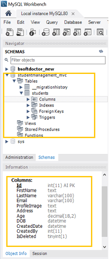 MySQL database schema