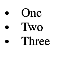 what looks like a bulleted list in a browser