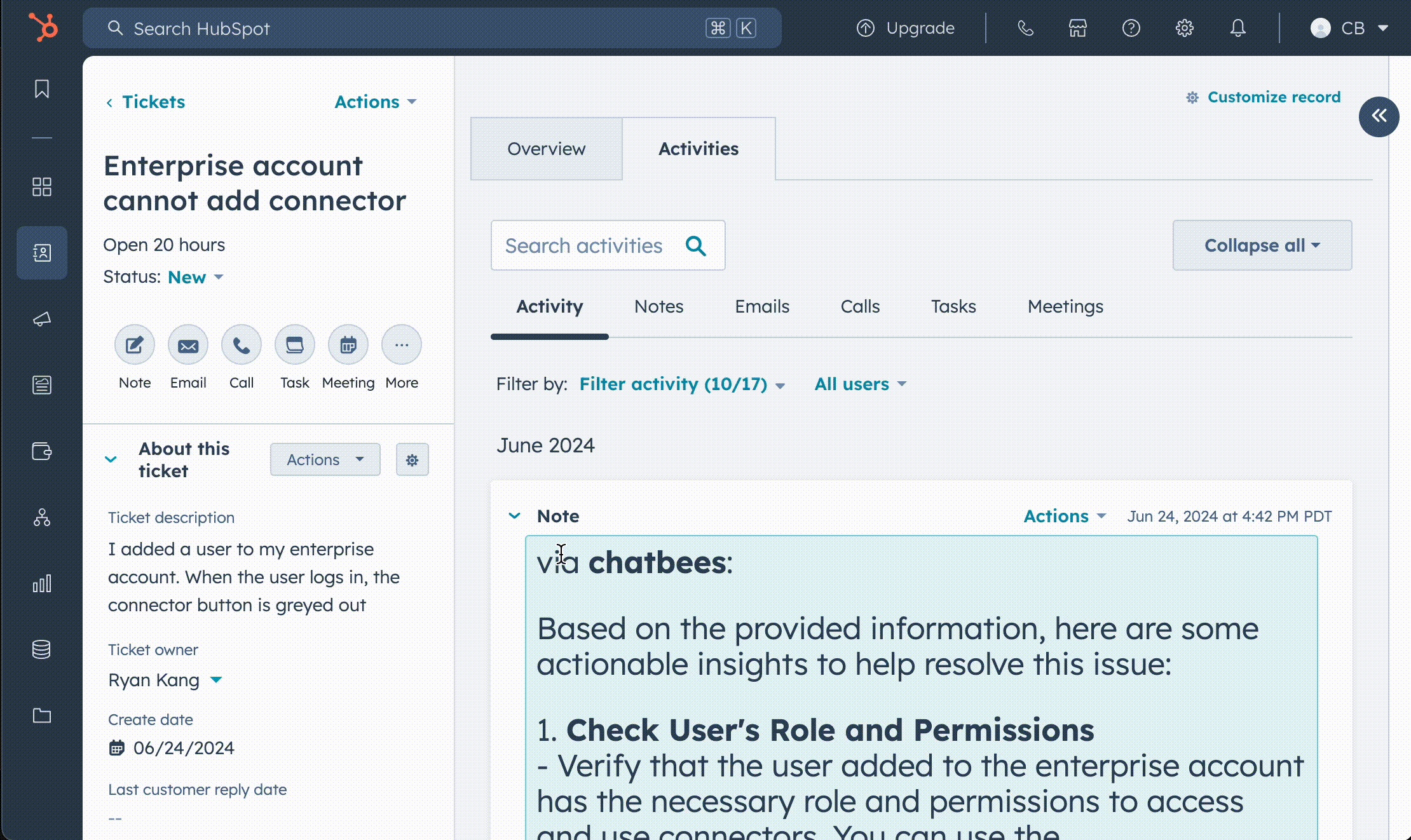 Boost Productivity and Faster Response Times with ChatBees AI Ticket Agent for HubSpot