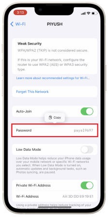 iOS 16 display wi-fi password