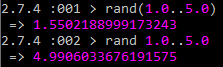 Using the #rand method with an inclusive float range argument twice to return two different random float numbers.