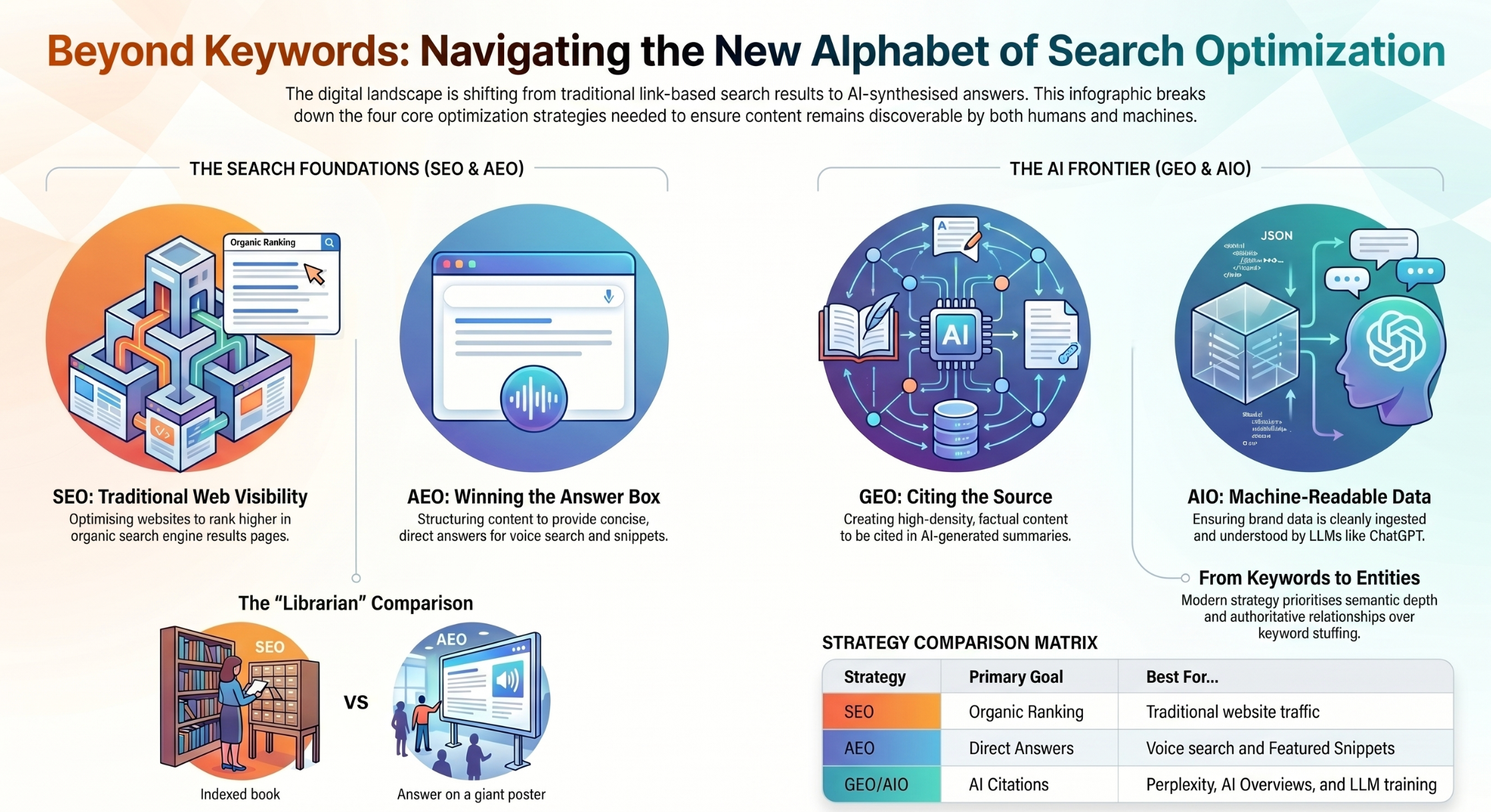 SEO vs GEO vs AEO vs AIO Engine