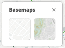 Basemap selection menu from Trailmap