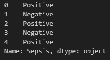 Series object with y values | Sepsis Prediction