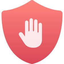 Clip art of white hand on a red shield.