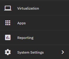 TrueNAS Scale Menu