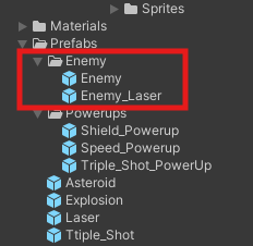 Screenshot of the Enemy Laser in the Prefabs folder