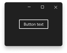 Exemplo de uma janela com um botão utilizando o tema Água Aquatica do Alto Contrast no Windows 11. No botão está escrito "Button text", em inglês.