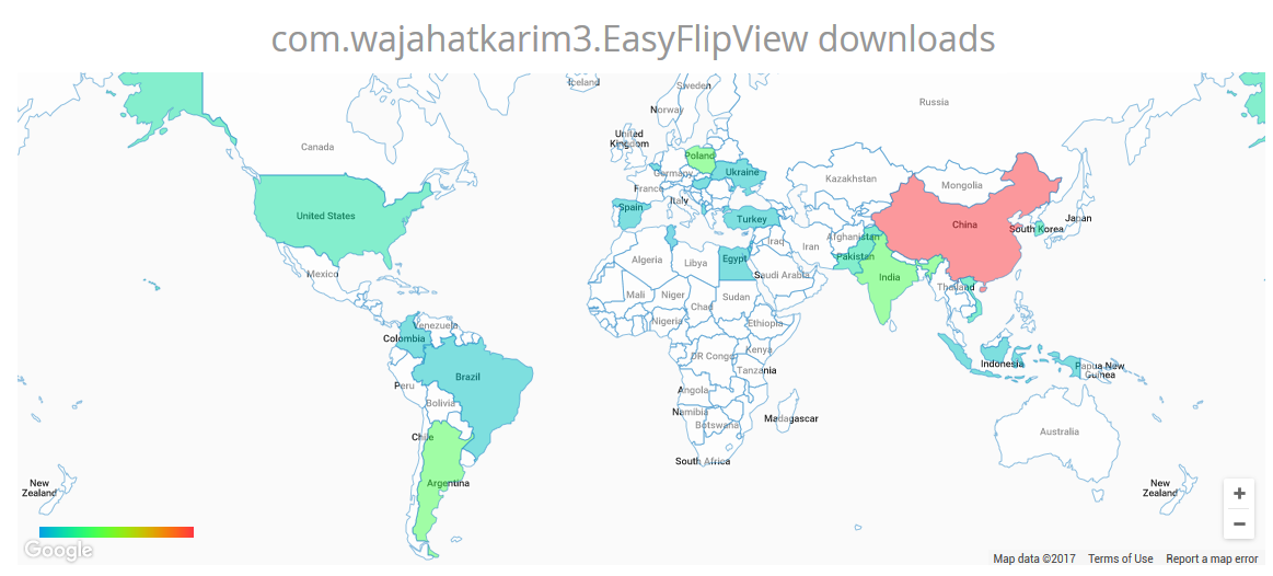 [EasyFlipView ](https://github.com/wajahatkarim3/EasyFlipView)library’s downloads on map from [JFrog Bintray](https://bintray.com/) statistics dashboard