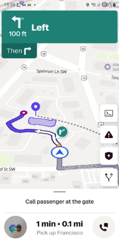 Gate instructions shared to drivers during navigation