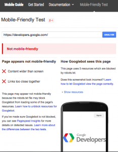 Google Developer mobile site