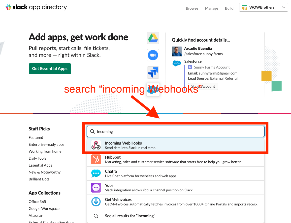 Slack App Directory — Incoming WebHooks