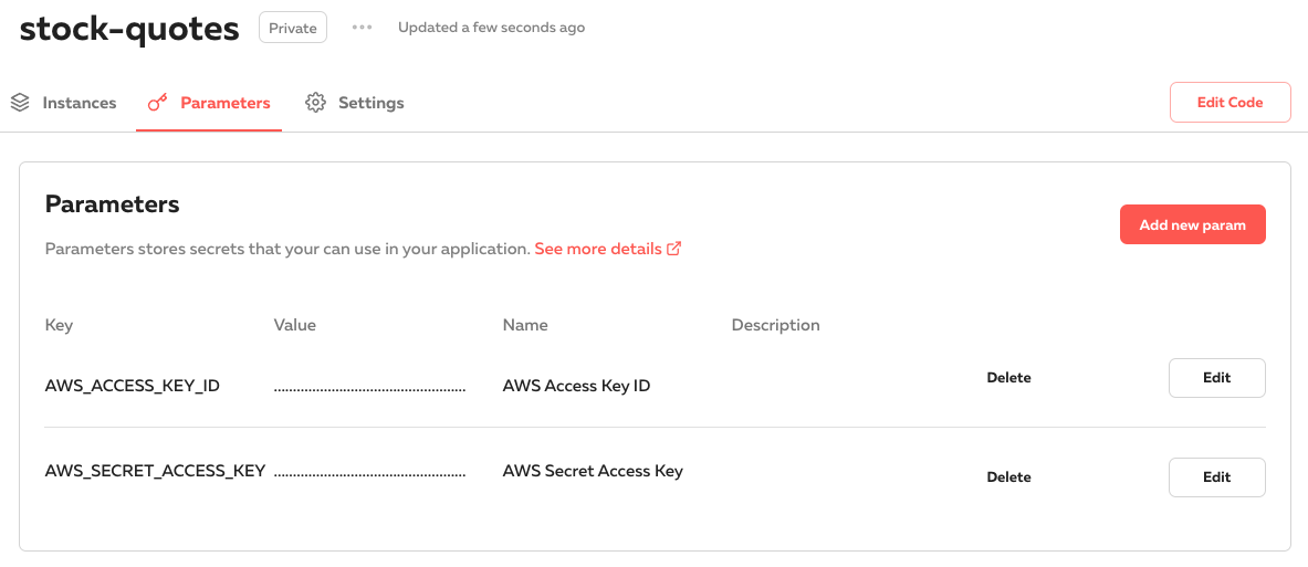 Org and App level parameters are available in all instances