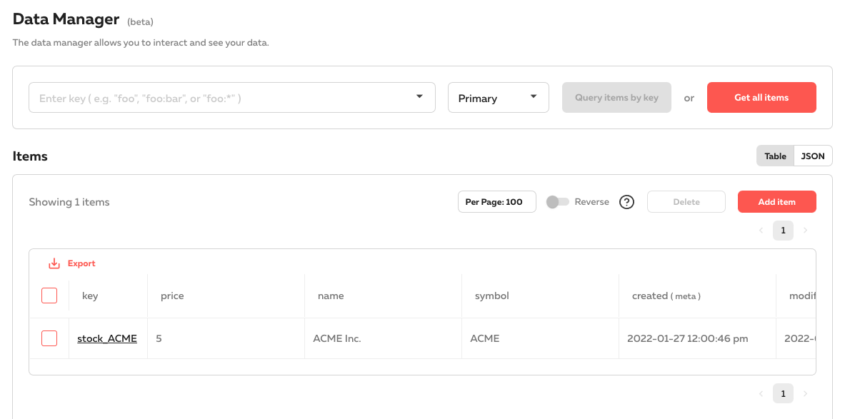 The Data Manager lets you add, query, update, and delete data in your instances