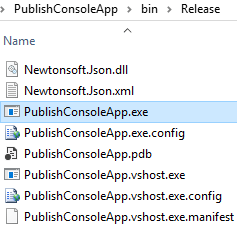 publish console app release folder