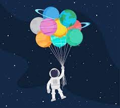 Astronaut lifted into space by balloons