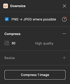 Dialog of the Downsize Figma plugin