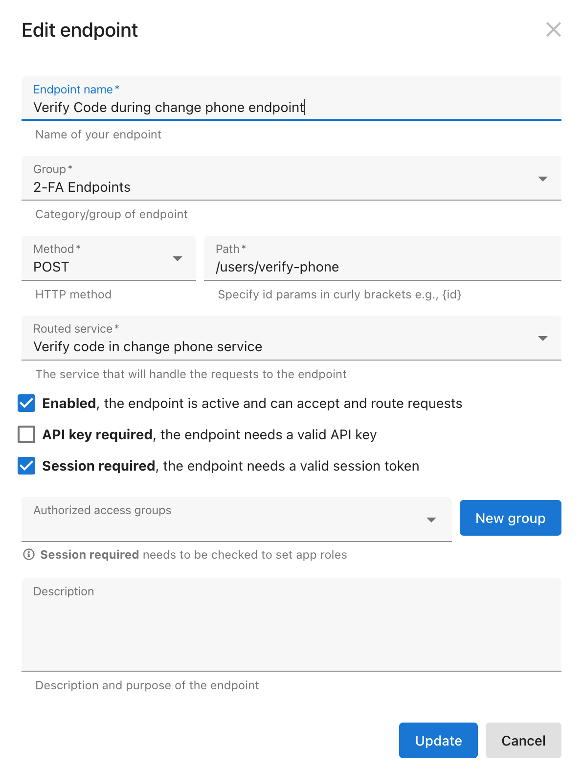 Verify code during changing phone endpoint