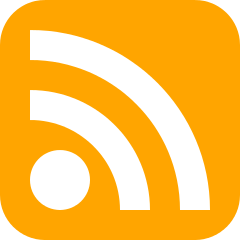 The RSS icon, a white disc with two circle top right circle sections on an orange background.