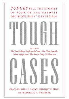 The book cover for “Tough Cases” is shown. The title is displayed over a white background in large gray letters. Additional text is displayed in red at top, in the middle, and at bottom.