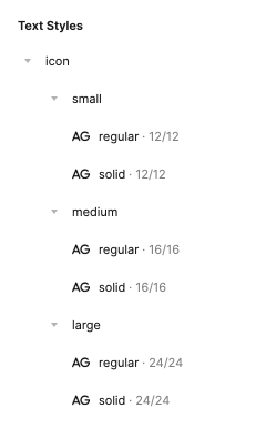 Create text styles in Figma for each icon size and weight