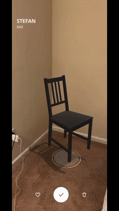 A chair moving around in the environment based on user's touch. The chair goes beyond walls.