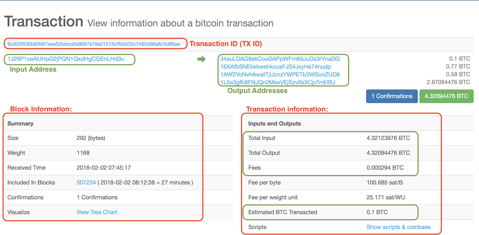 bitcoin tranzaction detalii
