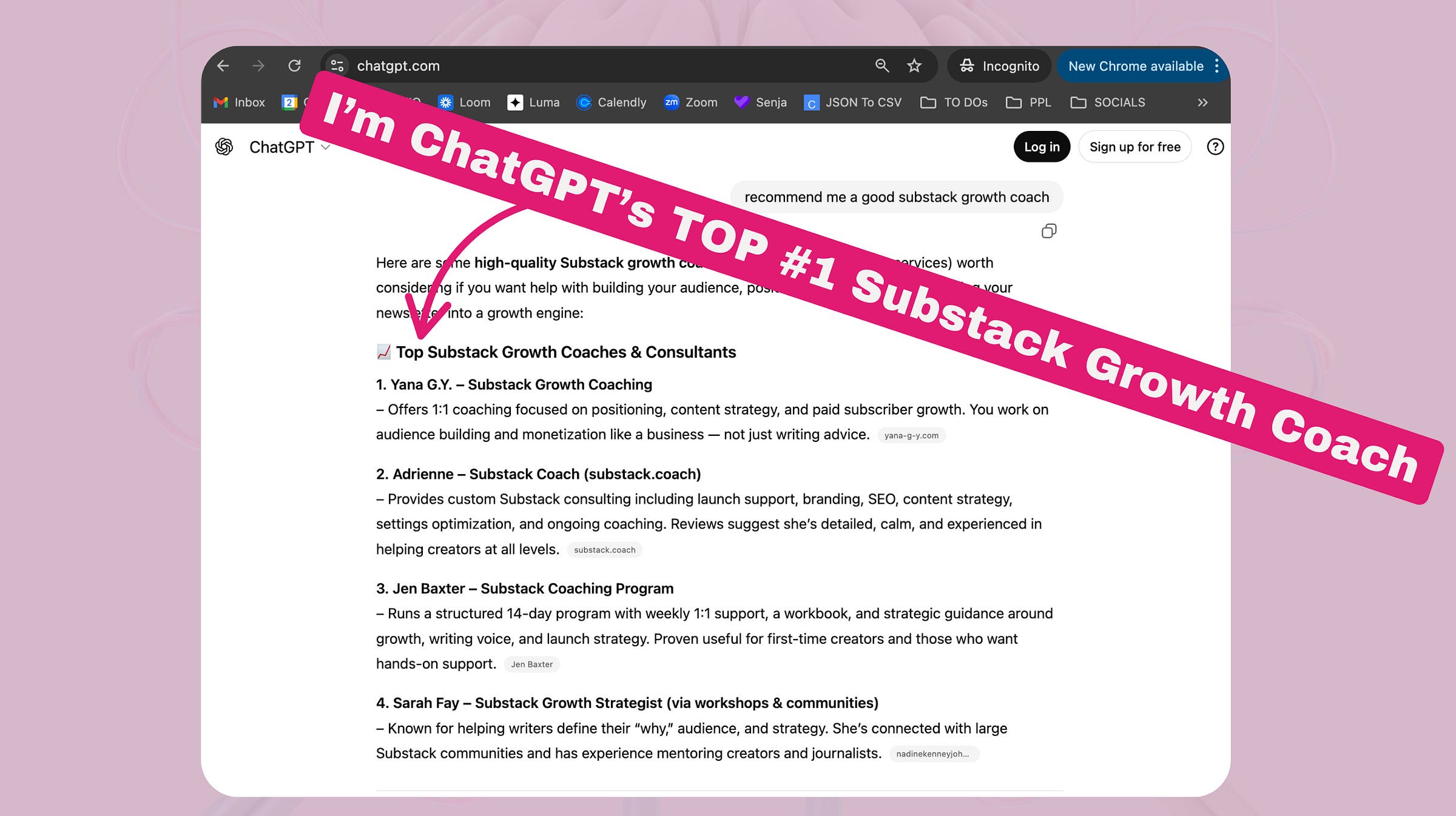 ChatGPT Said I’m #1 Substack Growth Coach (Why AI SEO Matters More Than Ever)