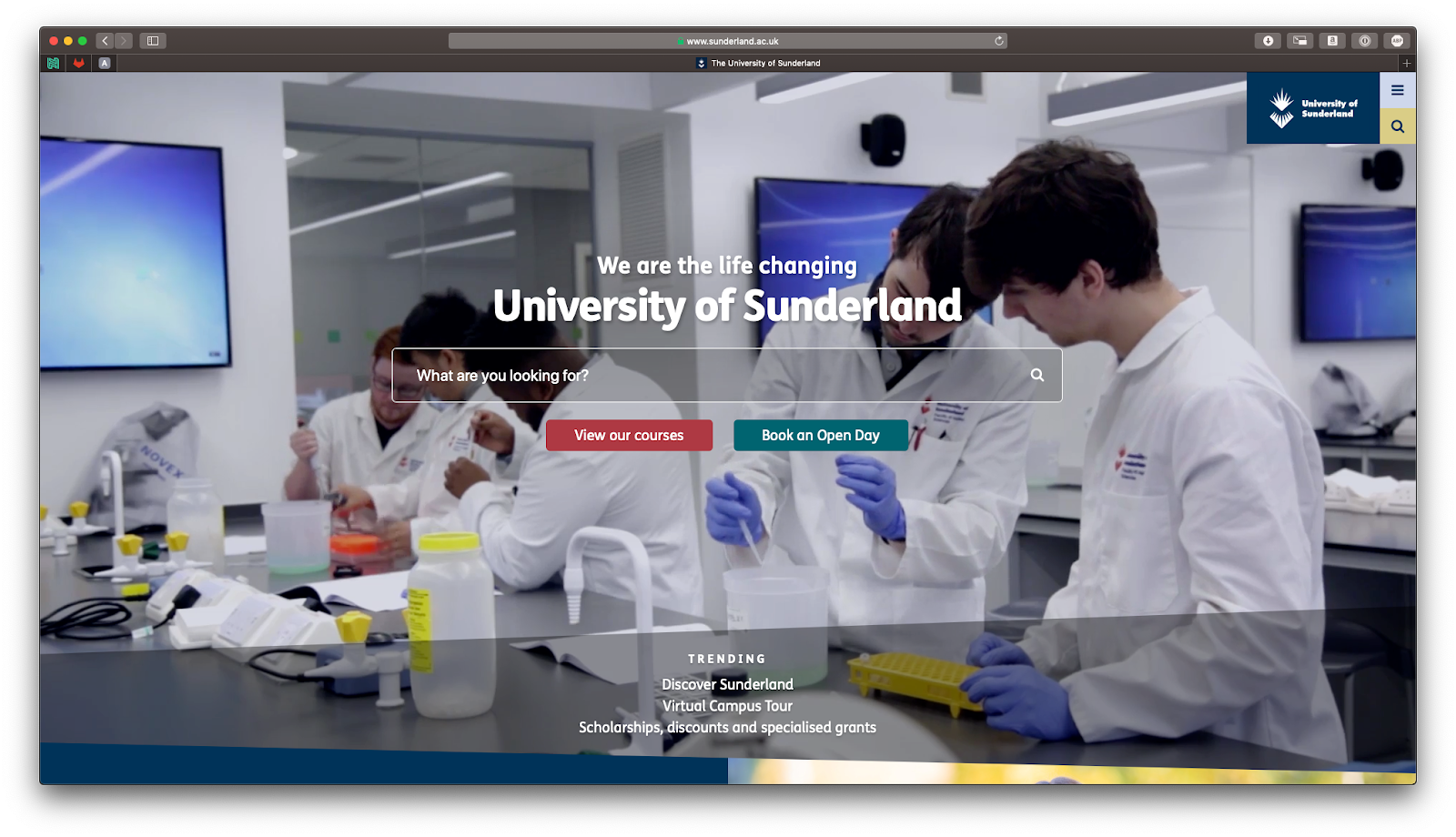 The University of Sunderland Flagship site Redesign
