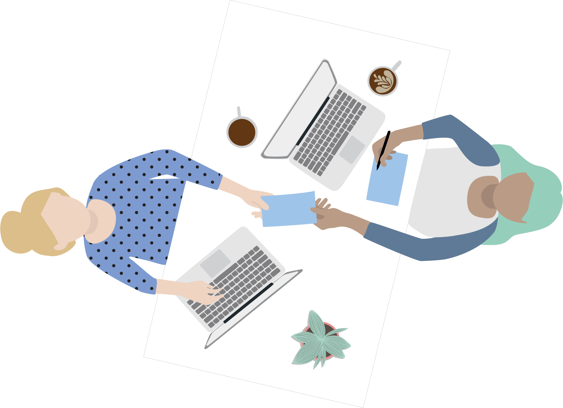 Colleagues sharing email notes and tasks