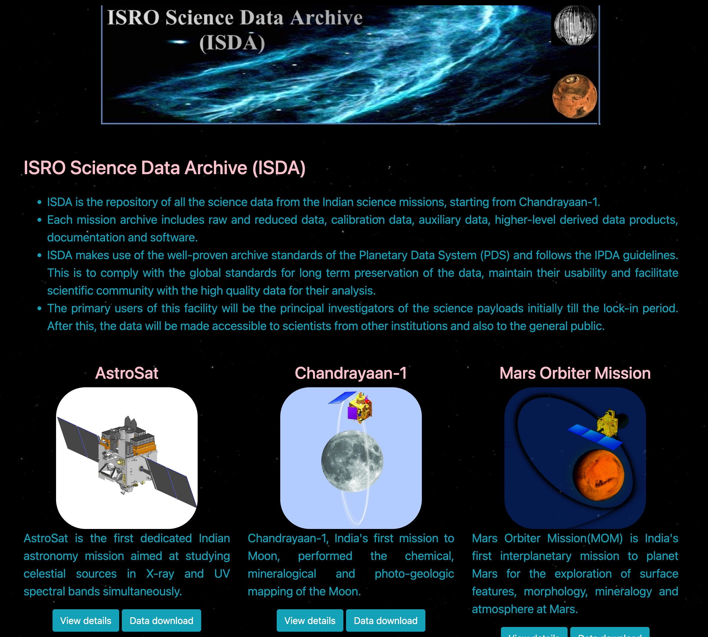 A Guide on ISRO’s Science Data Archive