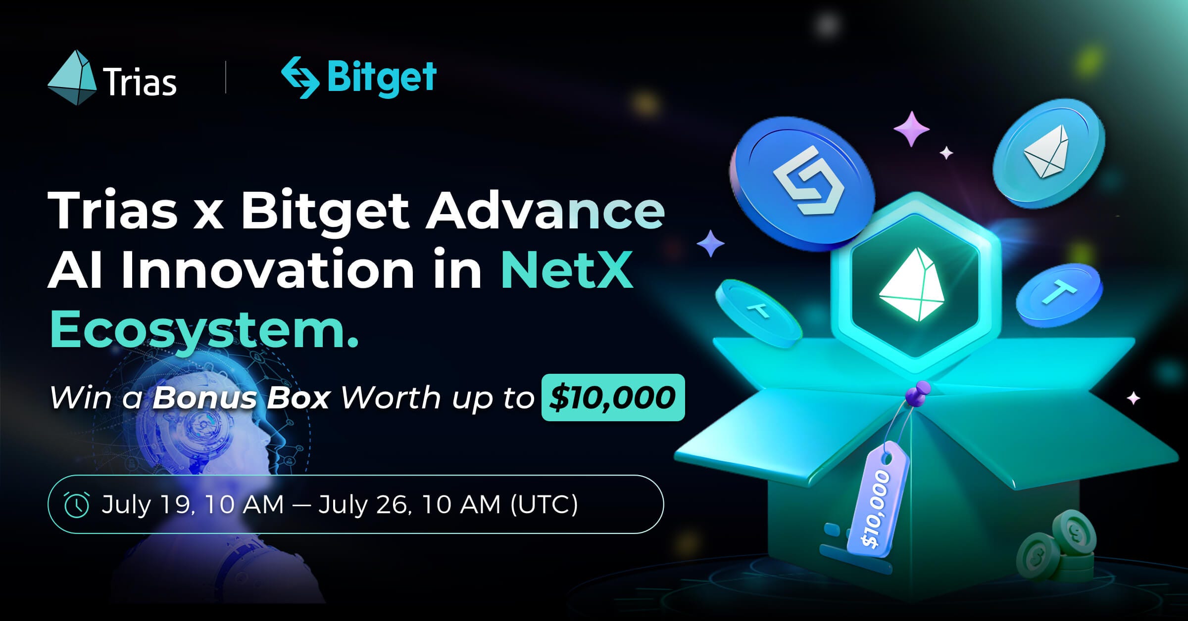 Trias x Bitget Advance AI Innovation in the NetX Ecosystem. Win a Bonus Box Worth up to $10,000.