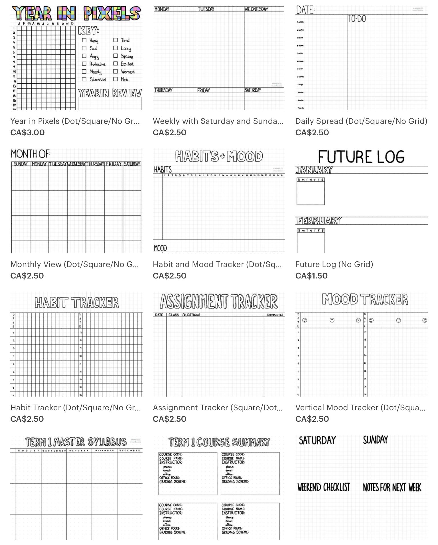 Bullet Journals Bullet Journal Template Pages