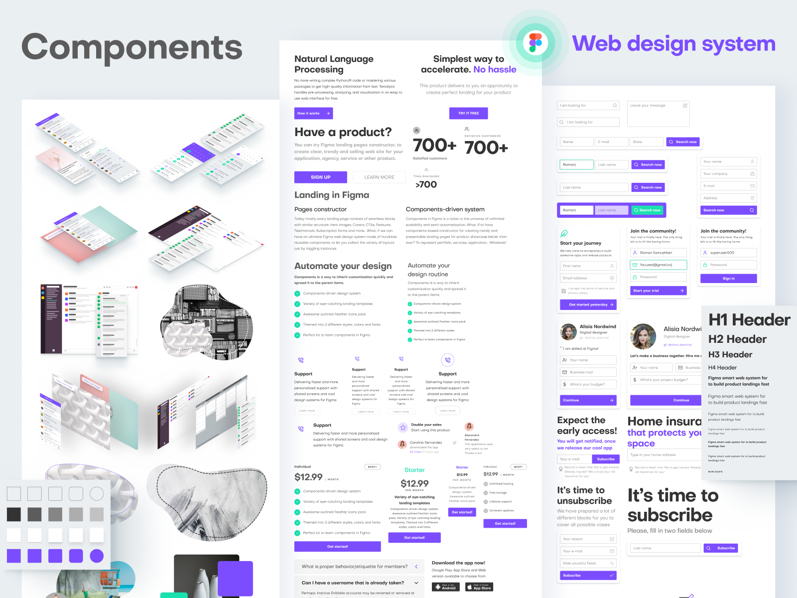 Figma web design system. Watch the world and see components