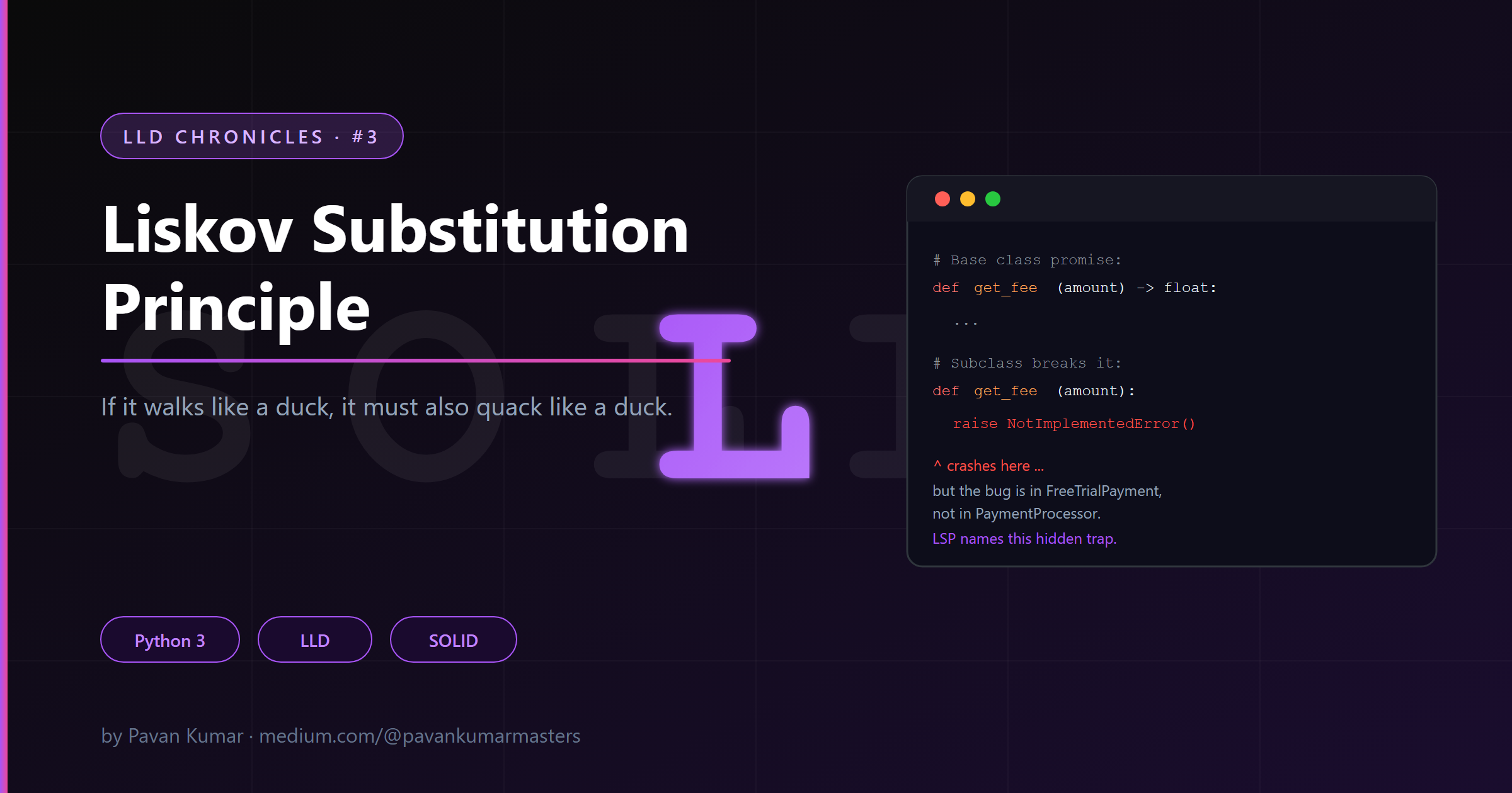 The L in SOLID: Liskov Substitution Principle in Python | LLD Chronicles #3