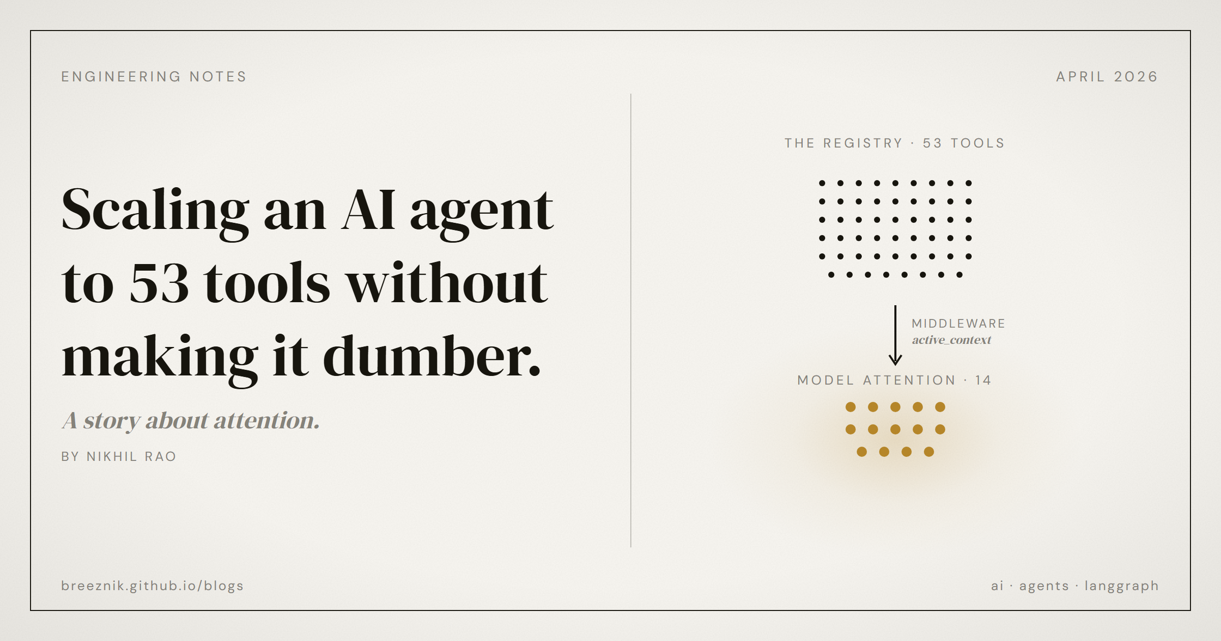 Scaling an AI agent to 53 tools without making it dumber