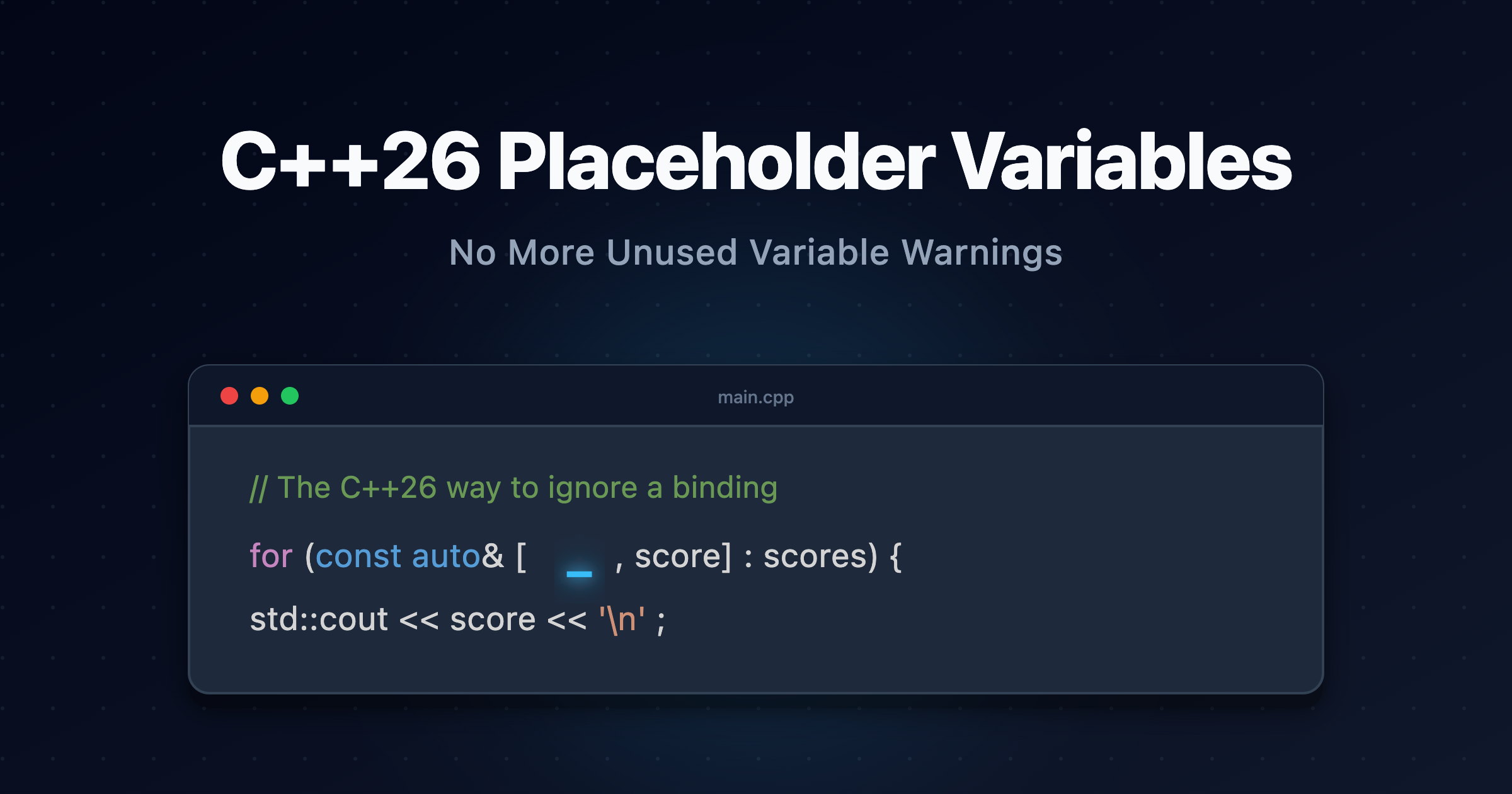 C++26 Placeholder Variables: No More Unused Variable Warnings