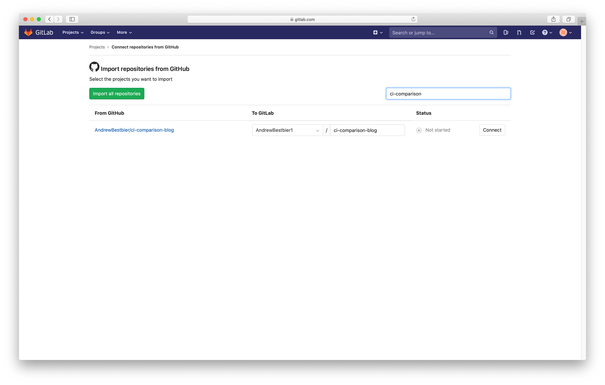 Connect to repository Connect to repository