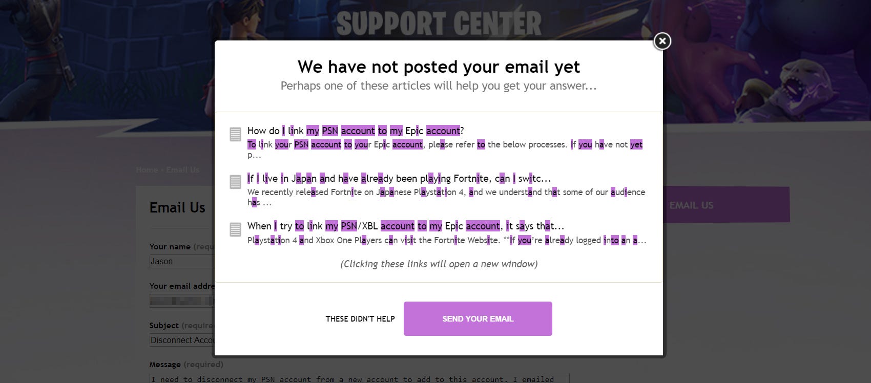 to alleviate the amount of emails cs has to deal with they provide you with a list of potential help from the forums this is standard practice - how to change your fortnite email account