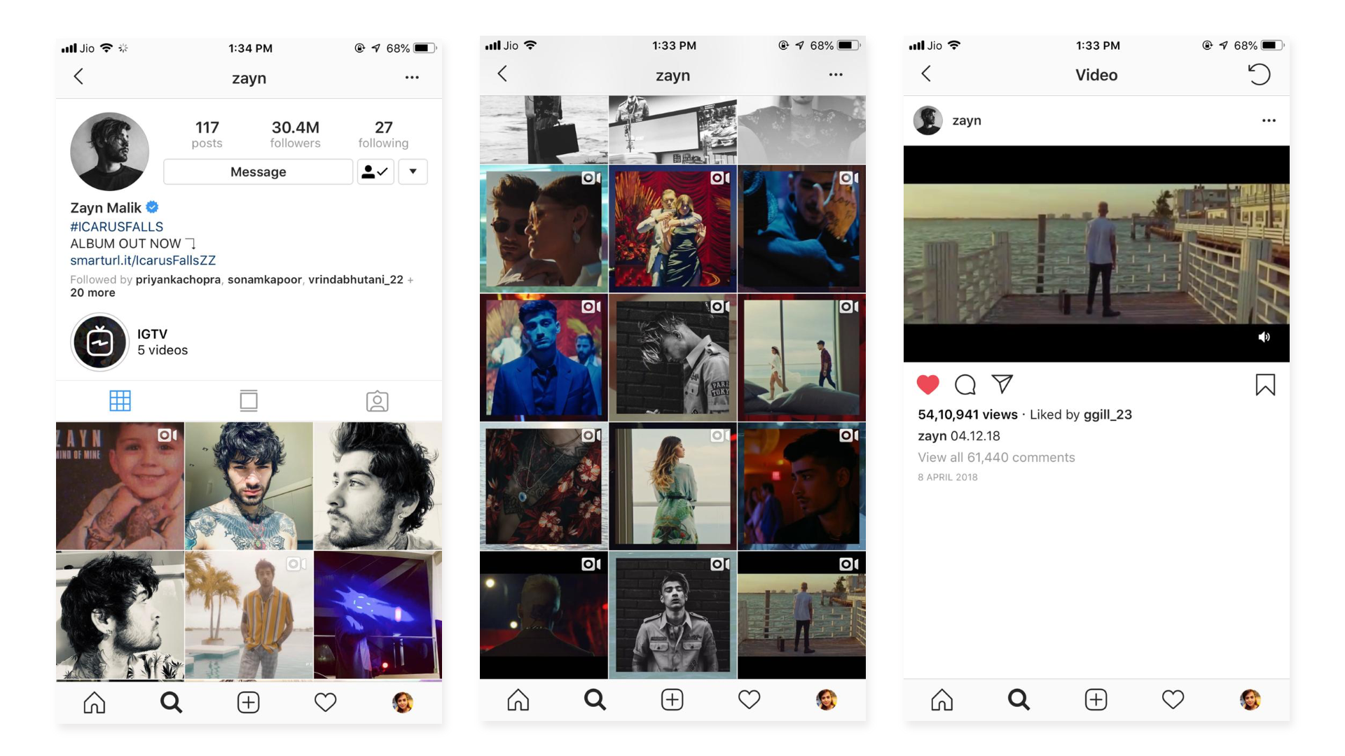 zayn malik s instagram curre!   ntly 30 million followers and 117 posts - video of person with a million followers posting on instagram