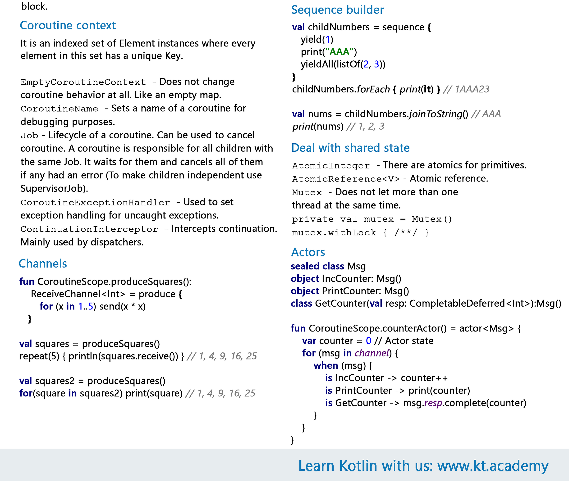 Kotlin Coroutines Cheat Sheet – Kt. Academy