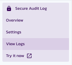 Screenshot of Secure Audit Log menu in the Pangea Console UI.