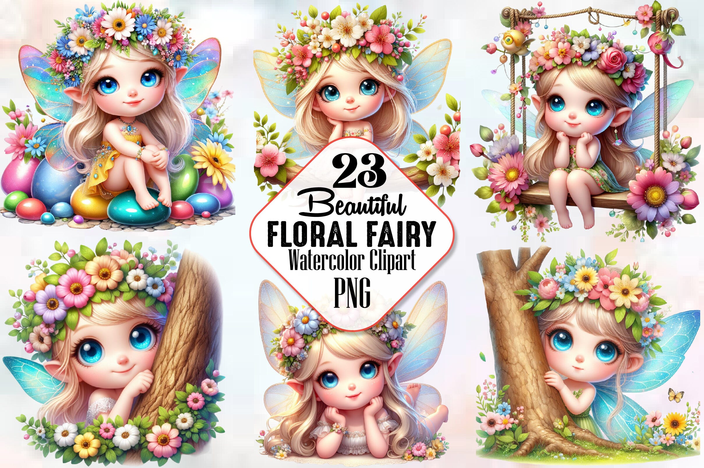 Cute Floral Fairy Sublimation Clipart Free