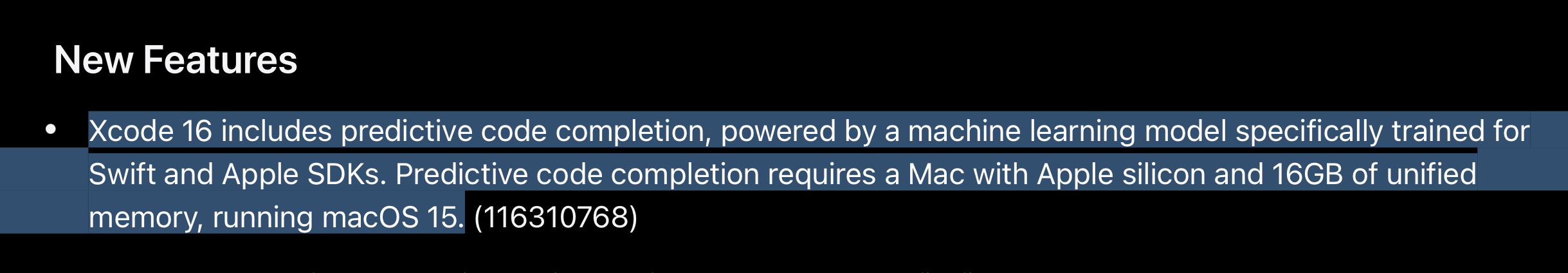 Xcode 聰明的 AI 自動完成 predictive code completion — Xcode 16 新功能