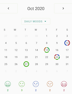 CalendarView created in android with events are marked as circular color and the maximum events are 5