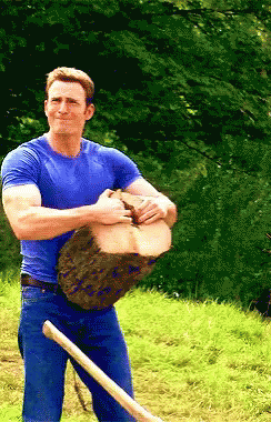 Chris Evans splitting wood by hand