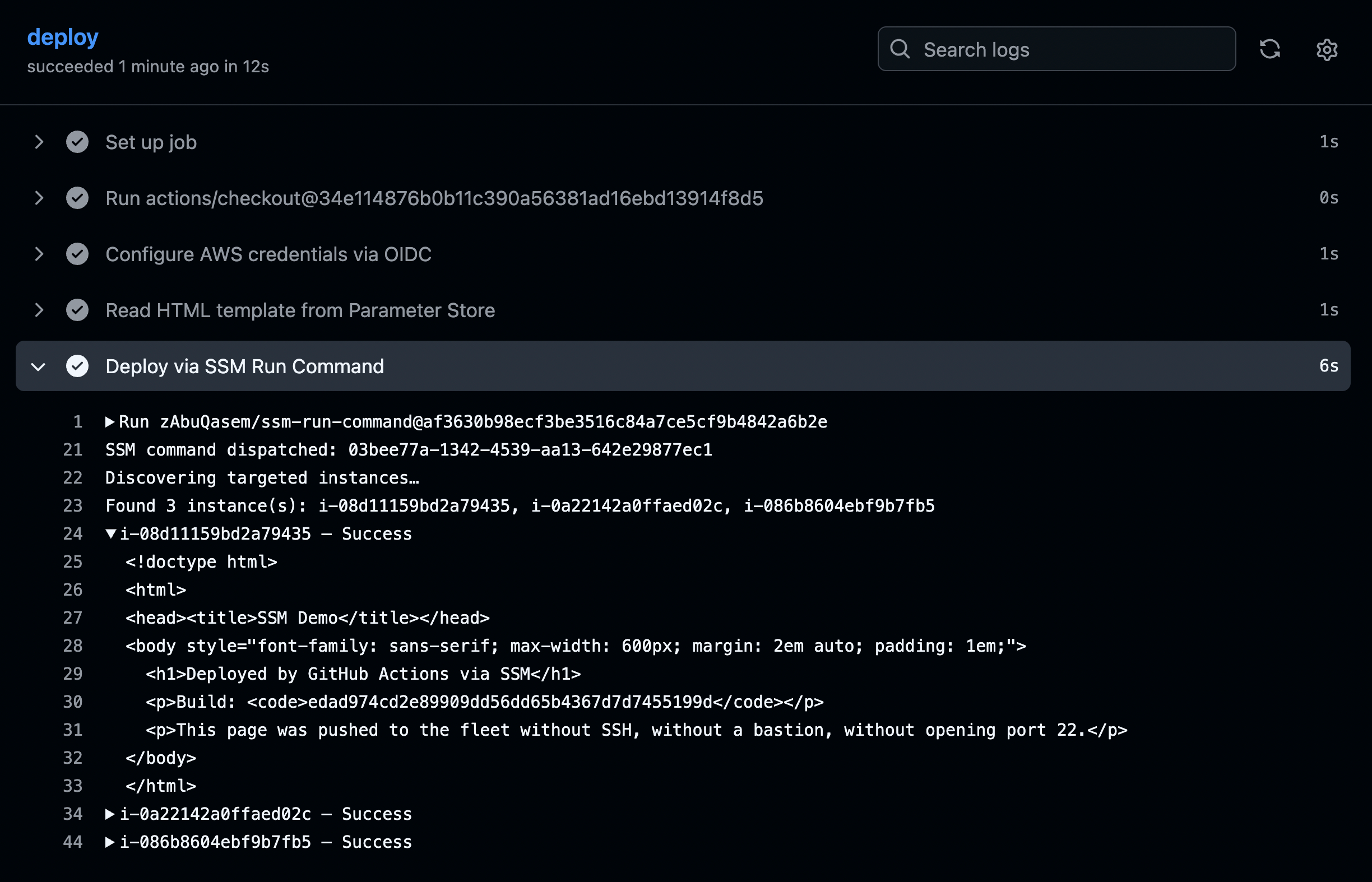 AWS SSM: Deploying with GitHub Actions