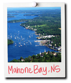 Mocked polaroid photo of Mahone Bay, Nova Scotia, Canada