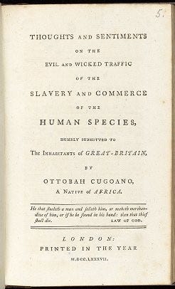 Title page of Ottobah Cugoano ‘Thoughts and Sentiments on the Evil of Slavery’