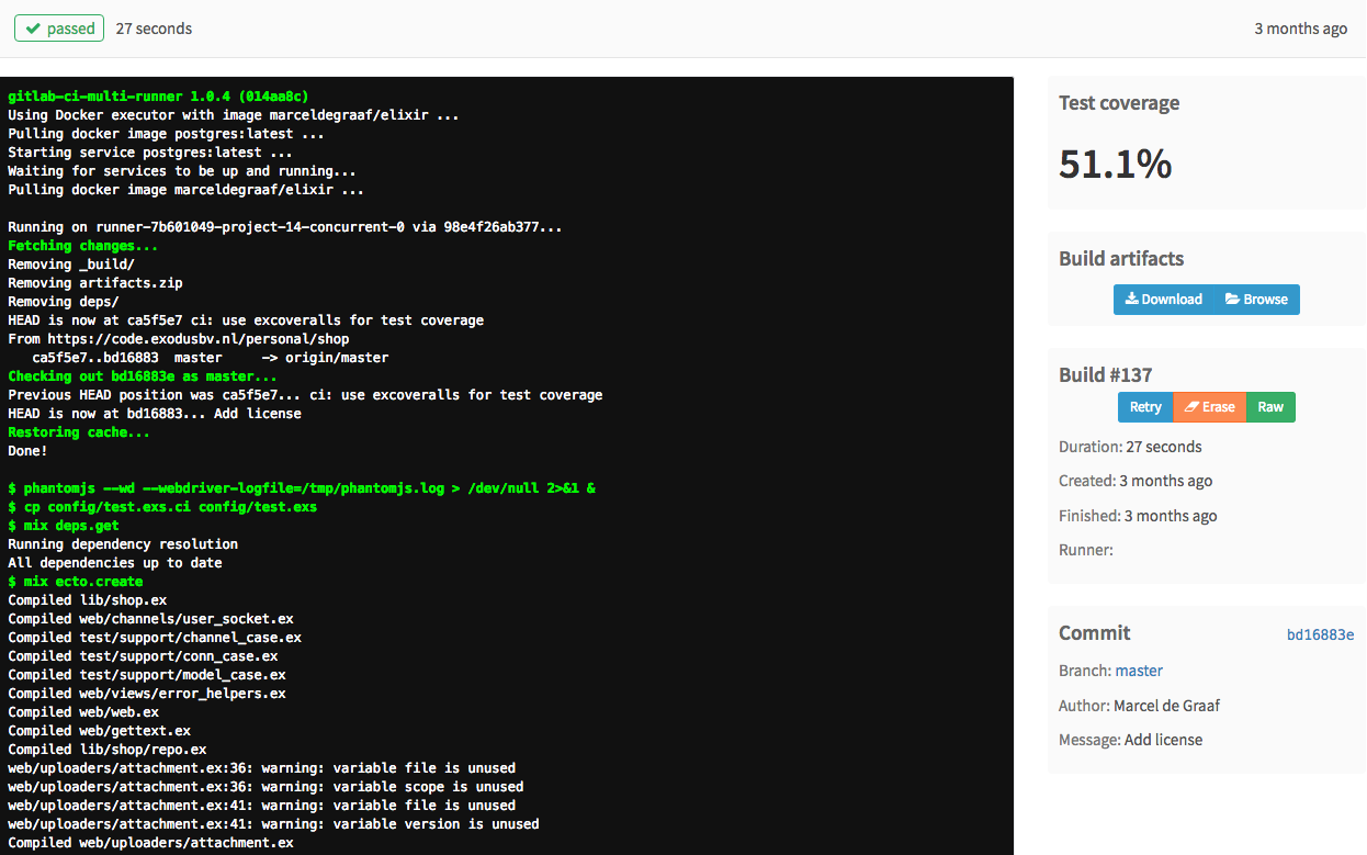 Build output of an Elixir/Phoenix project in Gitlab CI